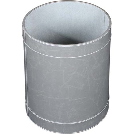 Poubelle salle de bain Vintage en eco-cuir fait main Ø23 x h30 cm - gris - Koh-I-Noor