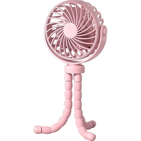 Ventilateur portable à main, flexible, en forme de pieuvre, sur trépied, pour table, poussette ou berceau, avec veilleuse intégrée, 3 vitesses de ventilation réglables, rotation à 360°. (1/5)