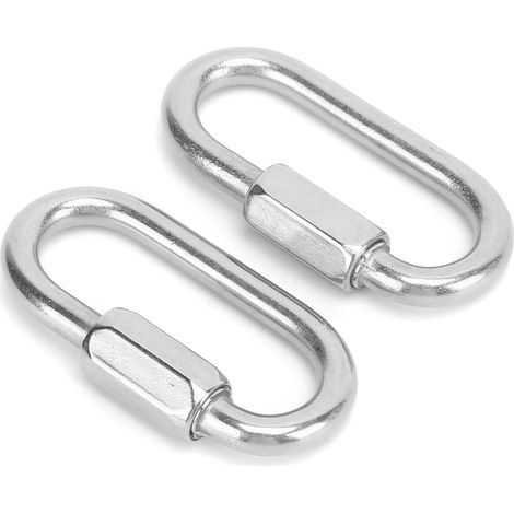 2 Pièces Mousquetons en Acier Inoxydable à Verrouillage Rapide Hexagonal pour Via Ferrata et Équipement (5mm)