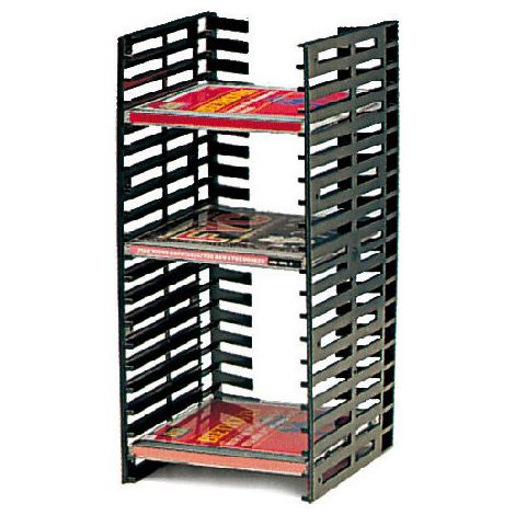 Itar – Range cd vertical pour 20 CD – Décor noir – Matériau plastique – Hauteur 320 mm – Profondeur 160 mm – Fixation latérale par vis