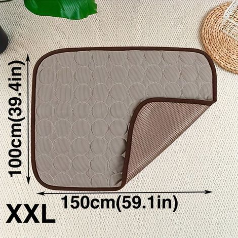 Rectangular Cooling Mat for Pets - Breathable Mesh, No Water Needed - Coffee Color - XXL 150x100 cm Multicolor Basket