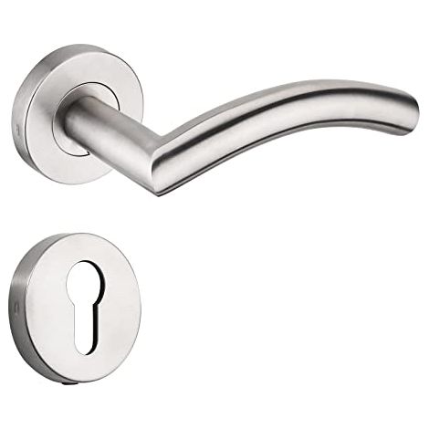 Lot de 1 poignée de porte en acier inoxydable, poignée de porte intérieure avec rosace (1/5)