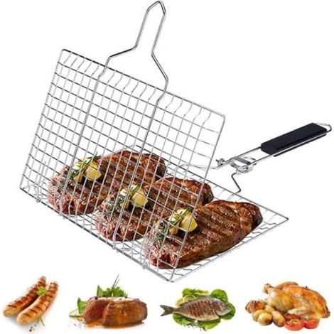 Stainless Steel 304 Foldable Grill Basket for Portable BBQ, Fish Grill