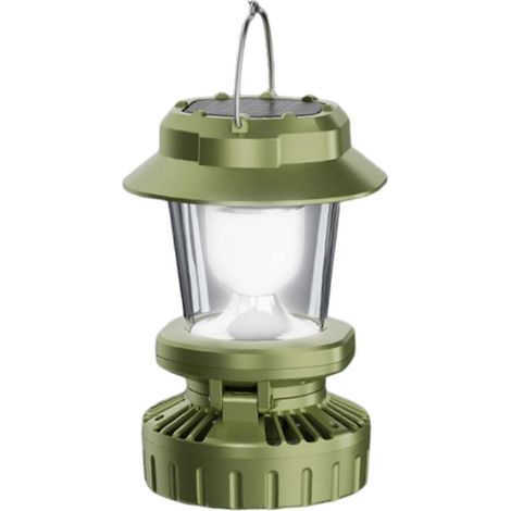 Solar-Campinglaterne, USB-aufladbare Überlebenslampe mit Ventilator, aufhängbar, faltbar, wasserdicht, für Wandern, Wohnmobil, Garten, Zelt (1/5)