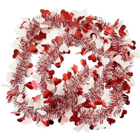Guirlande En Forme De Cœur - 200 cm - Décoration En Plastique Métallisé Rose Fuchsia - Pour Intérieur Extérieur Mariage Fête Saint-Valentin - 1 Pièce (1/5)