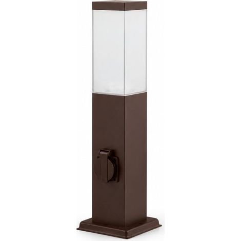 Borne de Jardin 80cm Carré Marron pour Ampoule E27 - SILAMP (1/2)