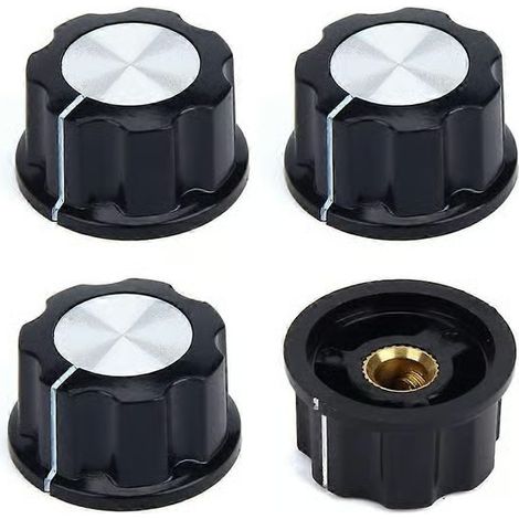 Boutons de contrôle potentiomètre, 4 potentiomètres arrondis 27 mm prise rainurée axe rotatif pour 6 mm dessus boutons rotatifs (1/5)