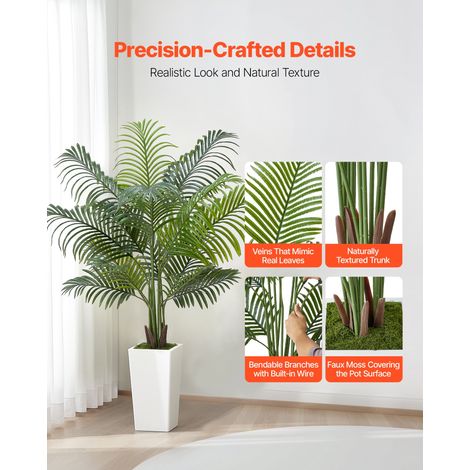 Palmier Artificiel Areca, 1,5 m, Plante Artificielle Tropicale en Pot Blanc, Faux Arbre Tropical Palmier Areca, Fausse Plante pour… (1/5)