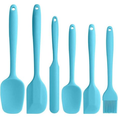 Spatules en silicone, lot de 6. Ustensiles de cuisine de haute qualité, de qualité alimentaire, résistants à la chaleur, pour la cuisson et la pâtisserie (noir). (1/5)