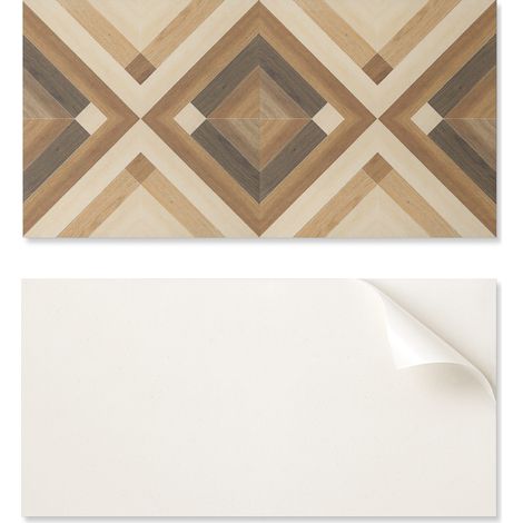 Baldosas de vinilo listas para instalar con estampado decorativo, patr贸n geom茅trico a cuadros, 10x40x20 cm.