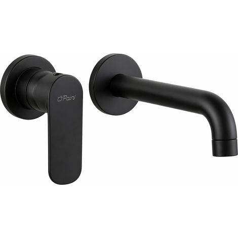 Waschtisch-Wandbatterie mit 20 cm Auslauf in Mattschwarz Paini Nove 09YO208TC  matt-schwarz