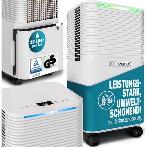 MONZANA® Electric Dehumidifier for Home, 12L/Day with 24h Timer, LED Display, Air Purifier, Allergen Filter, Ideal for use with Heated Clothes Airer for Laundry, Bathroom, Dehumidifiers for Home (1/5)