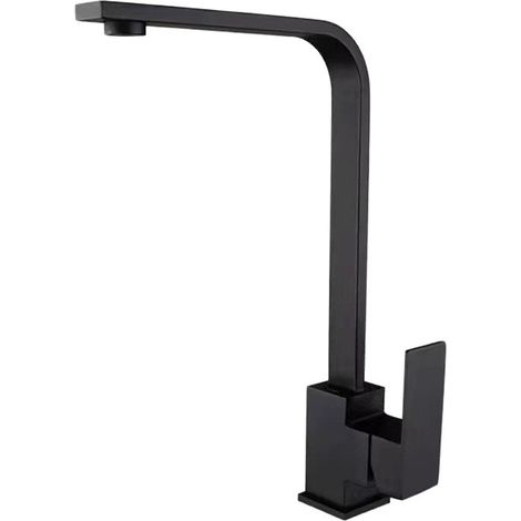 Mitigeur de cuisine noir mat avec bec haut rotatif 360° – Laiton durable – Conception à levier unique pour contrôle débit et température (1/5)