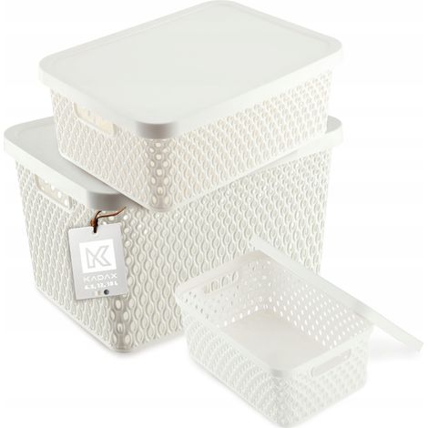 KADAX Box mit Deckel Behälter Korb Organizer-Set 4,5 l+12 l+18 l