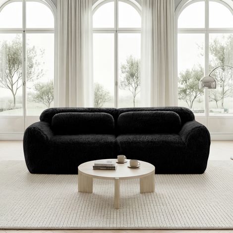 Canapé Modulaire 2 Places - Confort Ergonomique, Mousse à Mémoire de Forme - Sans Montage, Idéal pour Petits Salons - Noir