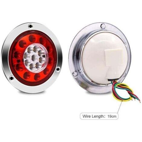 LKW-Rückleuchte, rund, 19 LEDs, Anhängerbremse, Brems- und Blinklicht, 4er-Set, wasserdicht, zweifarbig, Rücklichtanzeige, 12 V, 24 V (1/3)