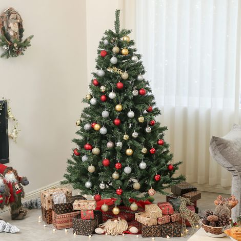 Árbol de Navidad artificial, 180 cm de altura con 1000 ramas, apertura automática, base de acero, verde. (1/5)