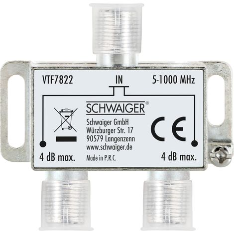 Schwaiger Verteiler VTF7822 531 2-fach 1x F Buchse auf 2x F Buchse, Dämpfung max. 4dB Verstärker & Verteiler (1/3)
