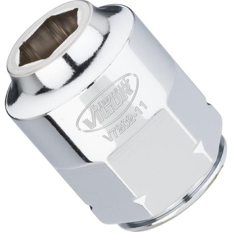 VIGOR Douille plate super fine V7202-11 Carré creux 12,5 mm (1/2 pouce) Profil hexagonal extérieur 11 (1/4)