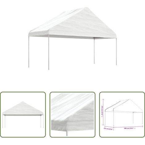 Sonnenschutz - Pavillon mit Dach Weiß 5,88x2,23x3,75 m Polyethylen (1/5)
