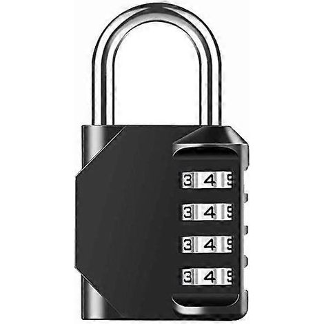 Cadenas à combinaison résistant aux intempéries - 4 chiffres - pour casier, salle de sport, porte de sous-sol, boîte à outils, armoire (noir) (1/5)