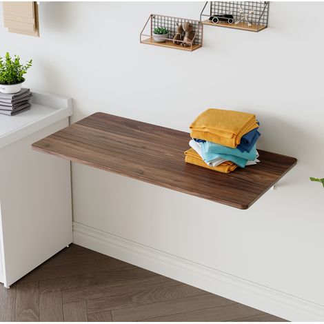 Table murale pliante 80x40x2 cm noyer en MDF avec montage mural et gain de place (1/5)