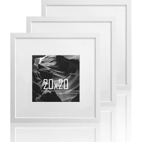 Bilderrahmen 20x20cm Weiß Holz 3er Set Quadratisch Fotorahmen MDF Passepartout (1/5)