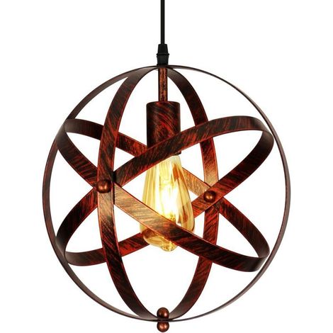 Suspension lustre vintage industrielle métal E27 – Dia. 30cm – Tension 220V – Câble réglable 60-120cm – Résistance à la rouille non incluses (1/5)