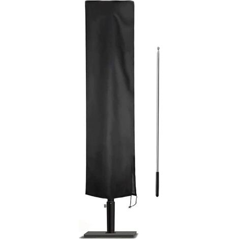 Linxor – Housse de parasol imperméable 240 cm – Anti-UV – Tissu Oxford 210D – Double fermeture éclair – Couleur noire
