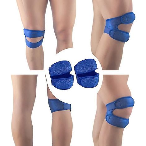 Verstellbare Kniebandagen (2er-Pack) für Damen und Herren – Stützbänder für Basketball, Arthritis und Laufen – Blau (1/5)