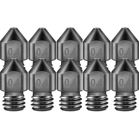 10 buses d'extrudeuse MK8 pour imprimante 3D Buses en acier trempé à haute température de 0,4 mm, compatibles avec Makerbot, Creality CR-10 Ender 3, Prusa i3
