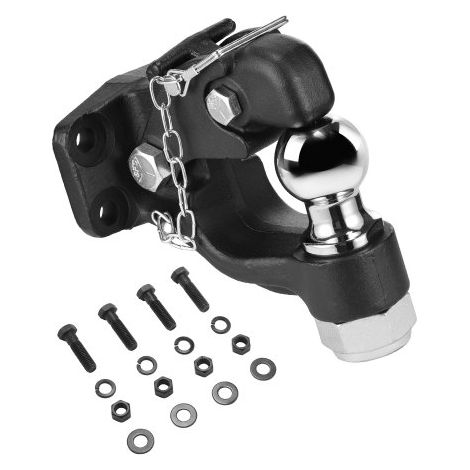 Anhängerkupplung 9T Anhängelast, Anhängerkupplungs-Empfängerhaken-Kombination, 50,8mm Anhängerkupplungskugel, passend für 63,5-76,2mm Lünettenringe mit Montagesatz, schwarze Pulverbeschichtung (1/5)