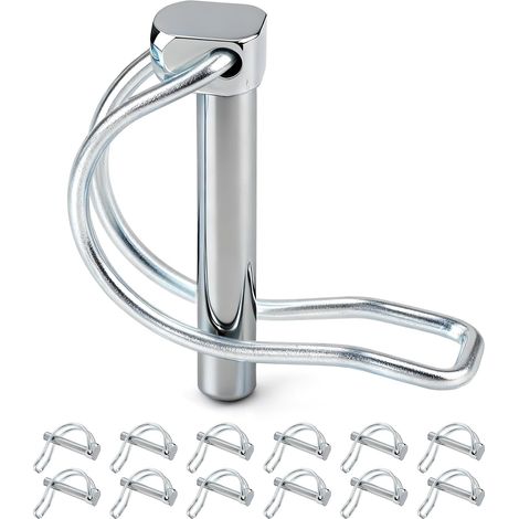 12 Pièces Goupille de Verrouillage Forme D 6x50 mm – Acier à Ressort, Goupille Sécurité à Verrouillage Rapide pour Remorque Jardin Tracteur Échafaudage (1/5)