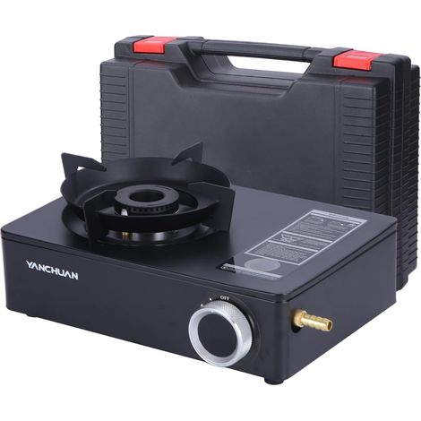 Patoue portable, brûleurs portables pour la cuisson Réponse de tente de brûleur de camping réglable avec boîte de rangement,Pièces et accessoires de fourneaux pour pique-nique, fête, restaurant (1/5)