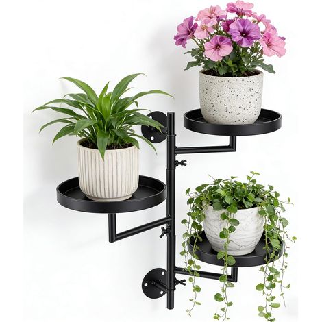 Support Mural pour Plantes, Set de Jardinières, Support Plante Extérieur, Plant Stand Intérieur Extérieur, Étagère à Plantes Haute, Jardinière Multi-Étagères pour Balcon, Salon, Terrasse (1/5)