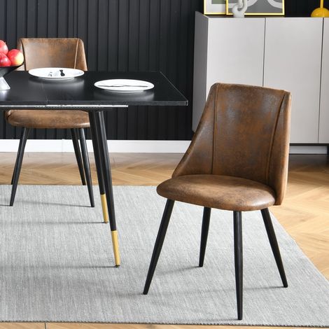 MEUBLES COSY Sedia da pranzo con rivestimento effetto pelle scamosciata, sedile E1 da 18 mm e gambe in metallo in stile scandinavo (1/5)