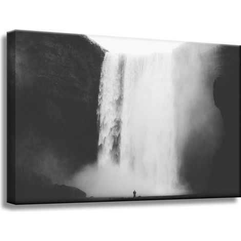 Leinwanddruck Schwarz-Weiß-Wasserfall 60x40 cm