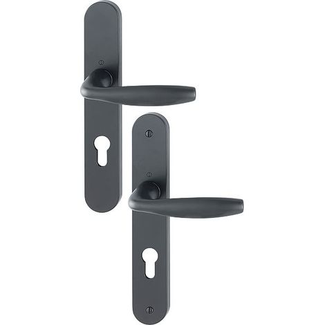 Par de muletas en placa grande New York HOPPE 1810/300M Negro mate 58-67 mm - Clave i - 10782763
