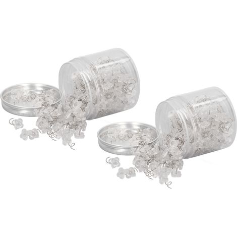 400 clips de fixation pour canopée, en plastique et en acier inoxydable, largement applicables, faciles à ranger, clips rotatifs à tête transparente pour canapés, lits et meubles.