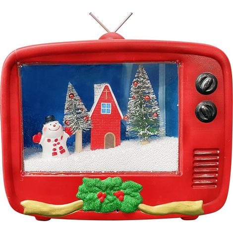 TV navideña con paisaje animado, luz y música 392044 Decoración 45x15x35cm