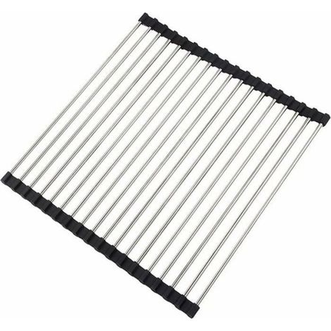 égouttoir à Vaisselle Pliable en INOX,Tapis de Comptoir pour évier,Pratique et Efficace pour Séchage de Vaisselle (1/4)