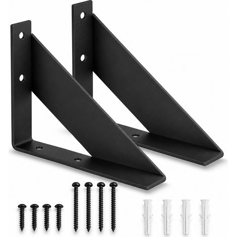 Équerres de Support 2 Pièces en Métal pour Étagère Noir 15 cm (1/5)