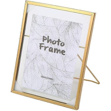 Dekoratives Glas-Fotodisplay für Trockenblumen, Metallposter, ideal für Schlafzimmer, Büro und Schreibtisch – Geschenkidee-L Golden (1/5)