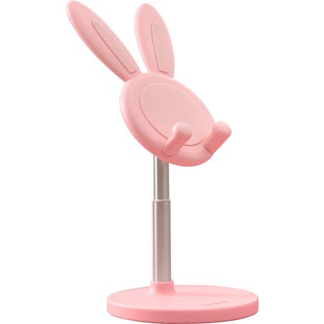 Support pour téléphone portable, support lapin à hauteur et angle réglables, support mignon en forme de lapin, compatible avec tous les téléphones portables (4-10 pouces) (rose)