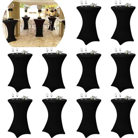 Stehtisch Husse 10er Set Stretch Schwarz Schwarz 80&xD7110cm(10Pcs) (1/5)