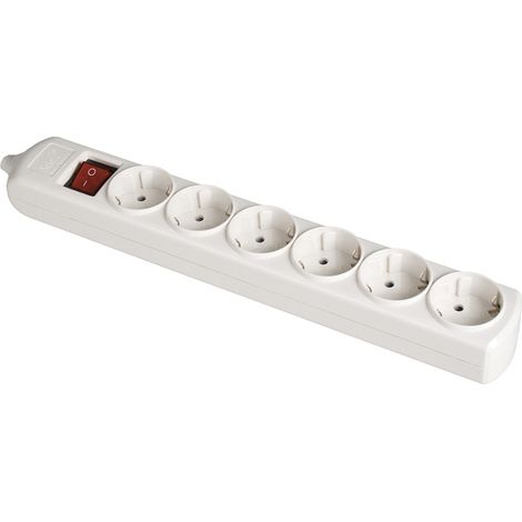 Base bipolar 6 tomas con t/tl 10/16 a 250 v, sin cable, con interruptor, blanca (1/2)