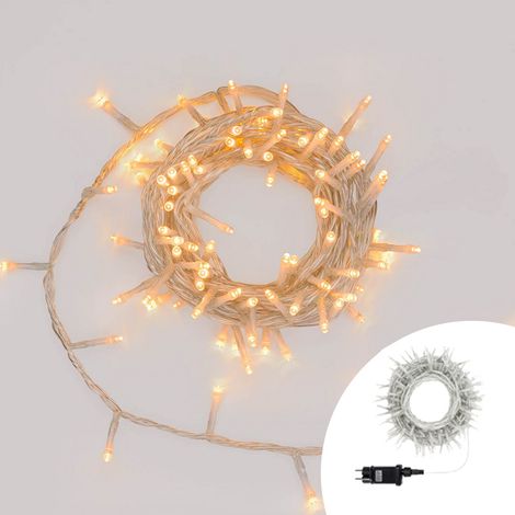 Catena di luci 50 metri da 1000 Led Bianco Caldo con cavo trasparente Wisdom (1/2)