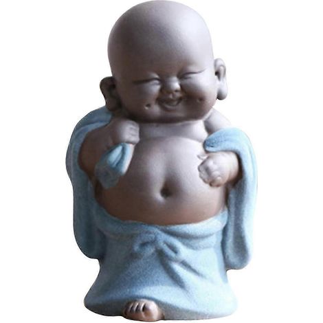 Petite figurine délicate en céramique chinoise représentant un Bouddha joyeux, décoration pour voiture-D