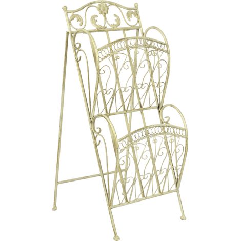 Revistero metálico elegante de estilo retro vintage blanco (1/4)