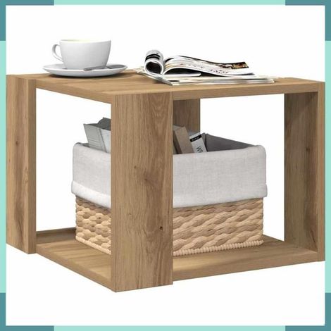 856495 Table basse chêne artisanal 40x40x30 cm bois d'ingénierie (1/5)